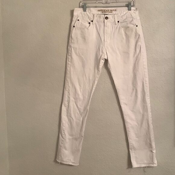 American Eagle Outfitters Core Flex Slim White Raw Hem Men’s Denim Size 32/34 - Picture 1 of 13